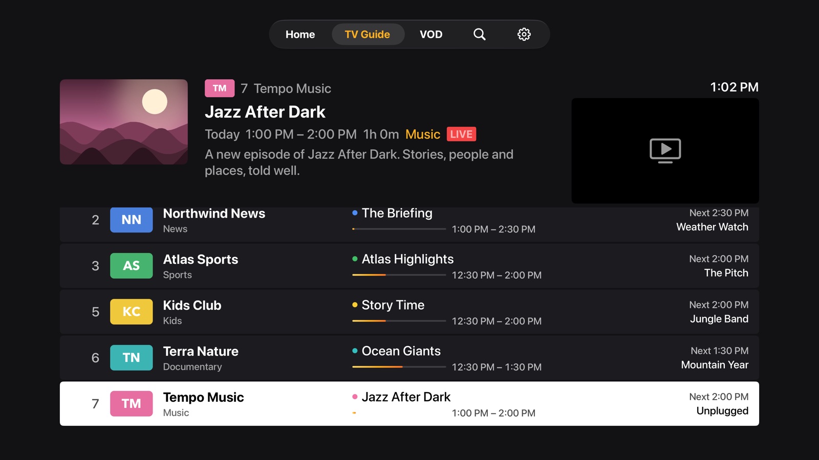 SoliTV Now and Next Channel List